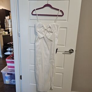 NWT lulus white bow midi dress